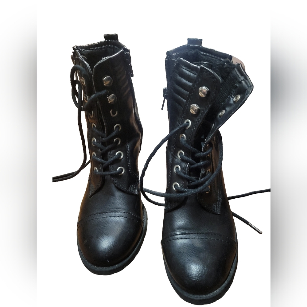 Rampage Black Lace-Up Moto Boots